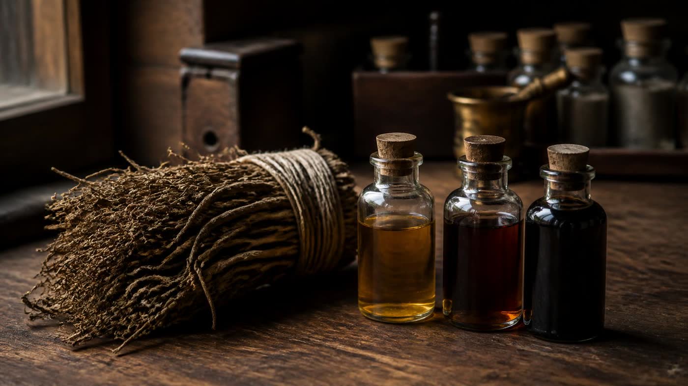 Dried vetiver roots