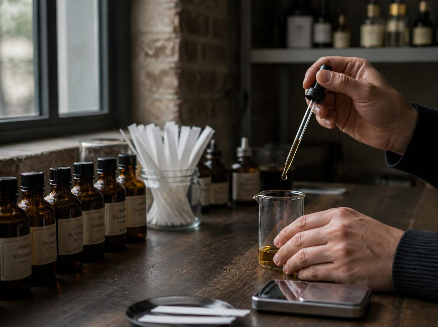 A perfumer’s bench